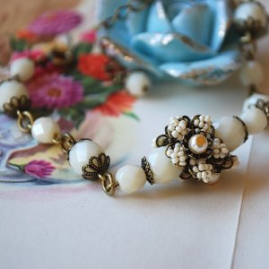 画像1: blanc fleur bracelet